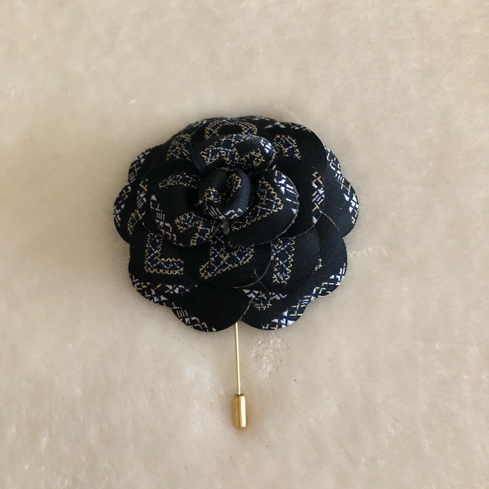Chanel Ribbon Camellia Brooch Pin